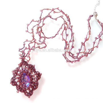 Mode Boho Bling Crochet perles collier en cristal